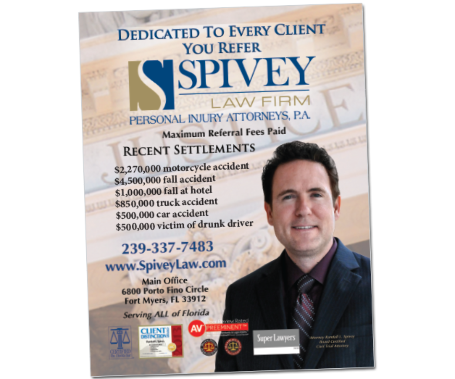 Fort Myers public relations firm, advertising firm designs ad for Spivey.