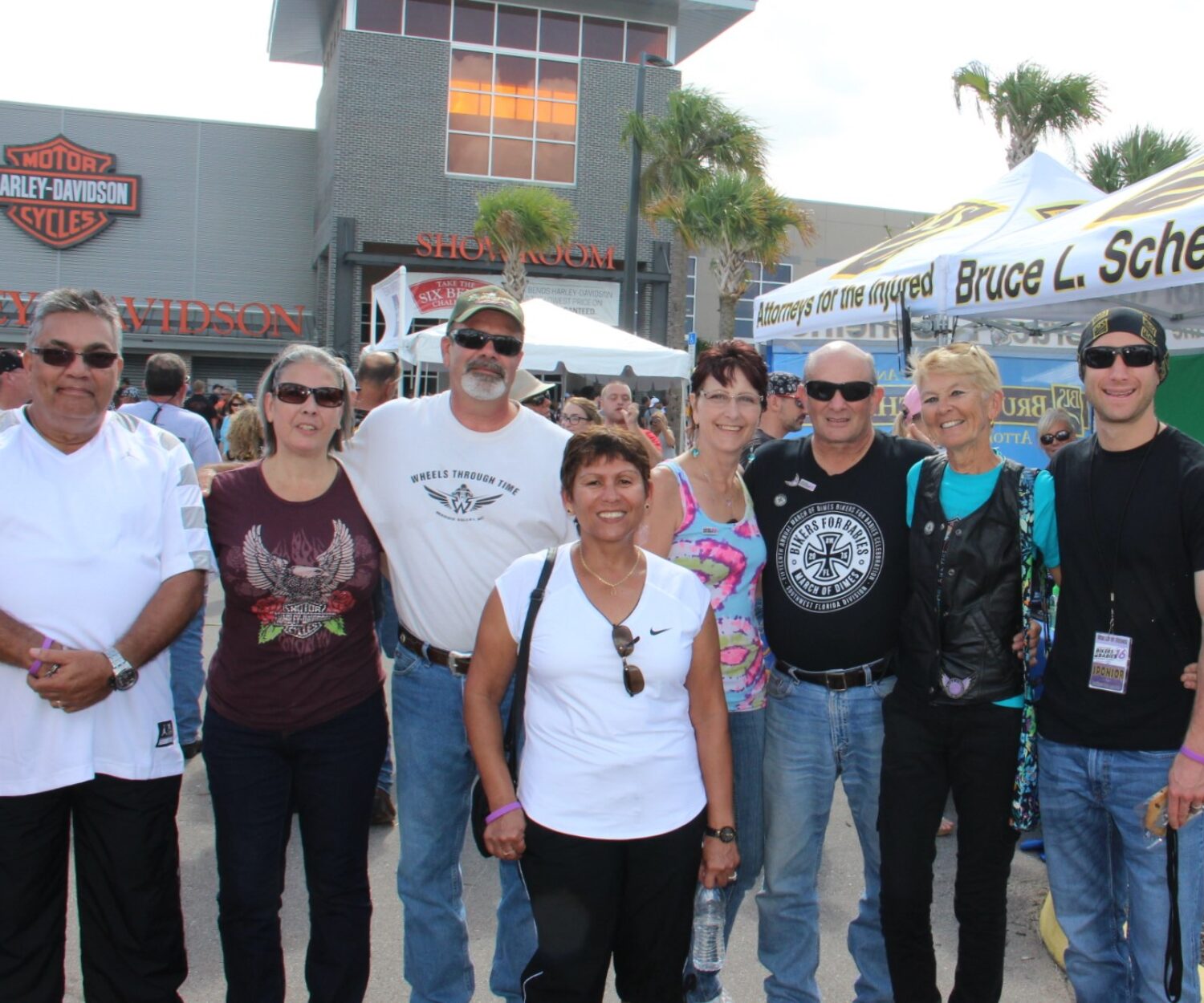 P.J. Scheiner, right, with members of the Southwest Florida biker community at the 2016 Bikers for Babies event.

