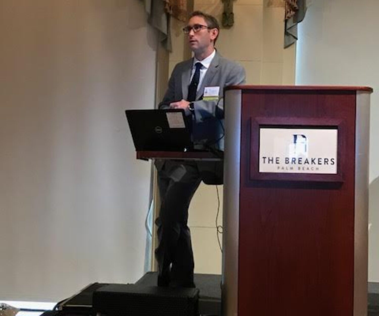 Attorney P.J. Scheiner speaking at a legal seminar in West Palm Beach.

