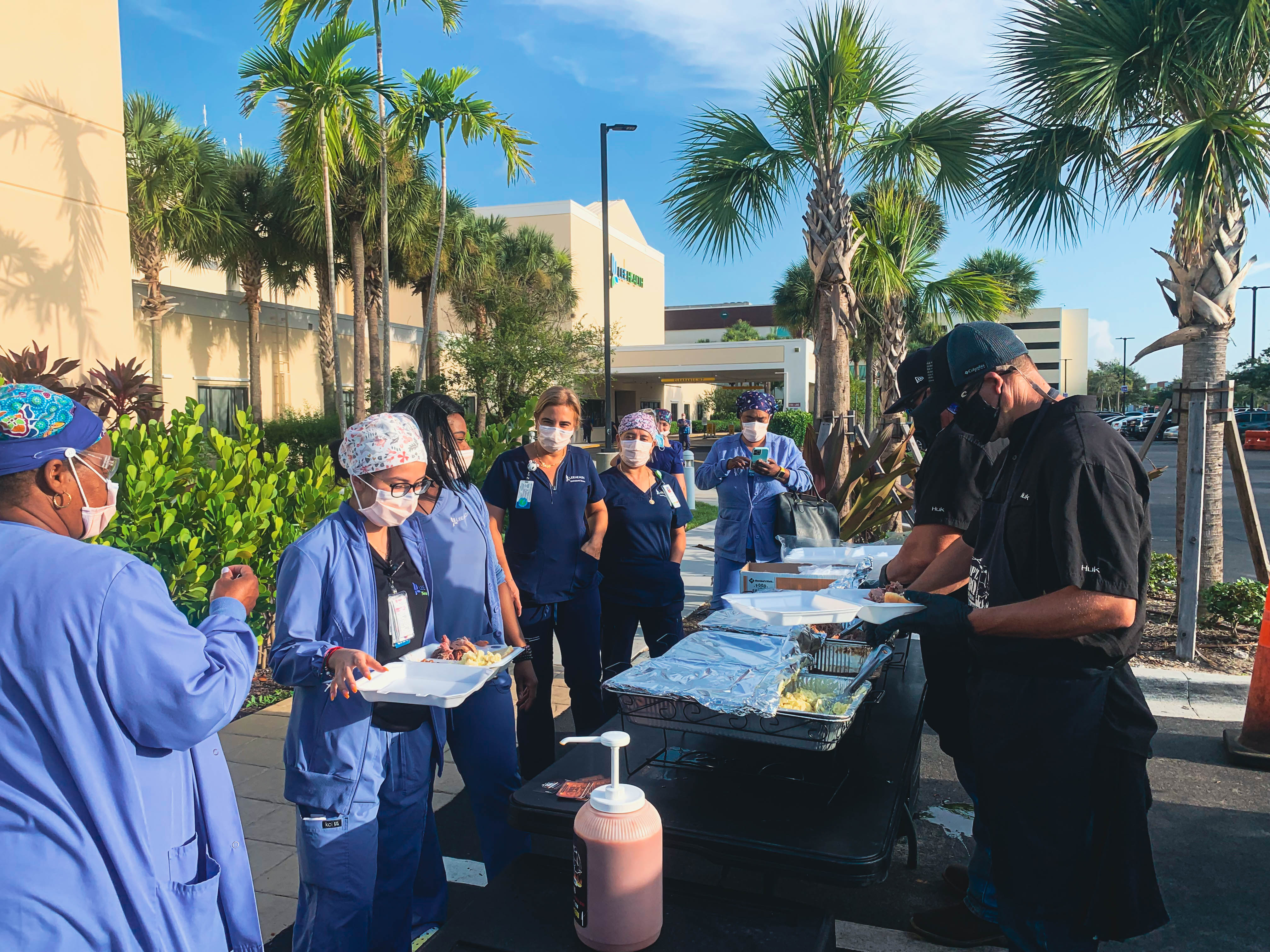Associates and Bruce L. Scheiner helps feed busy healthcare workers at Gulf Coast Medical Center