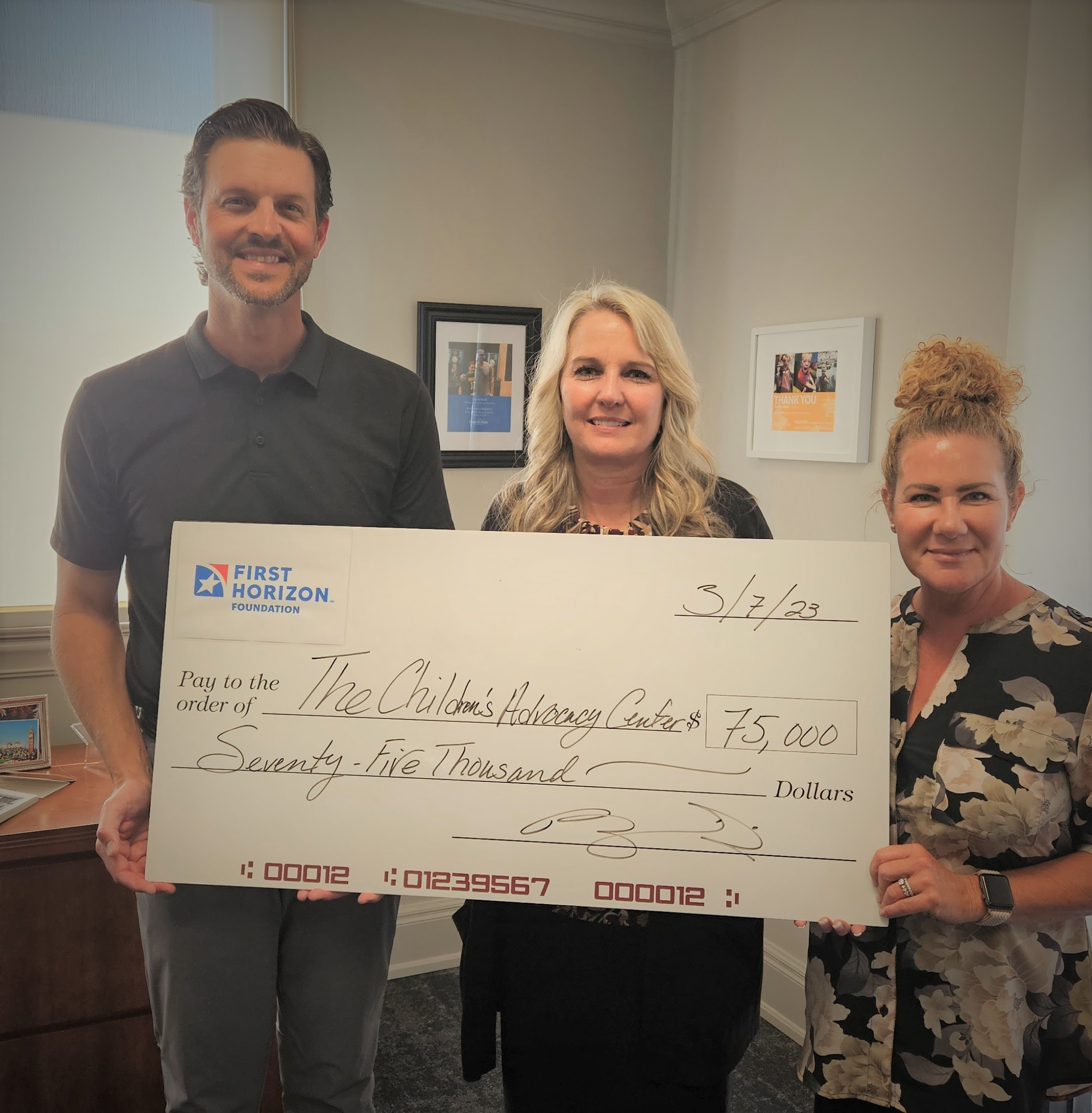 First Horizon Foundation donated $75,000 to the Children’s Advocacy Center of Southwest Florida